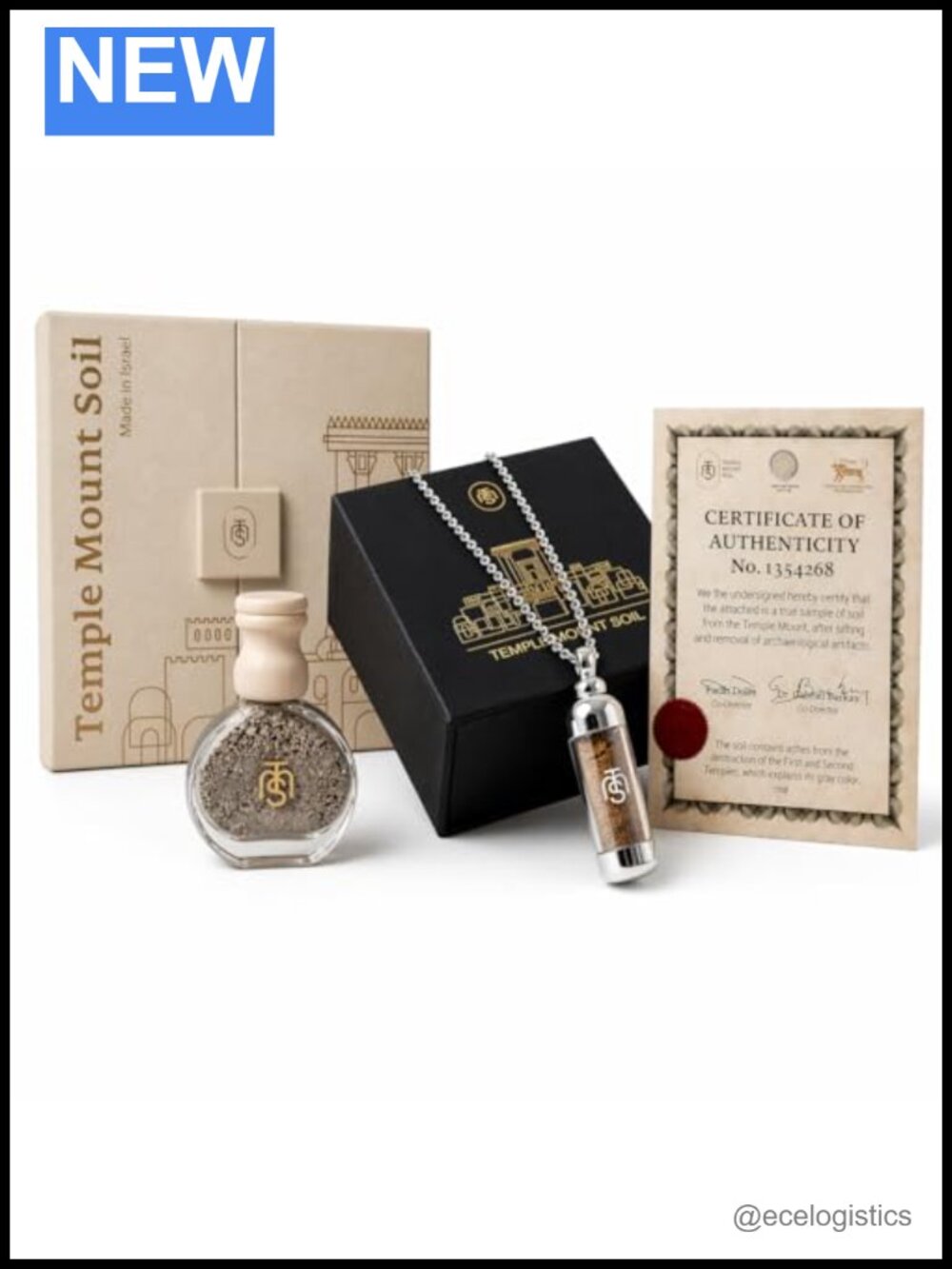Temple Mount Soil Pendant Necklace Faith Gift Set Certified Holy Land Keepsake
